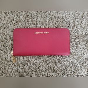 (SOLD) Michael Kors Continental Red Zip Around Wallet